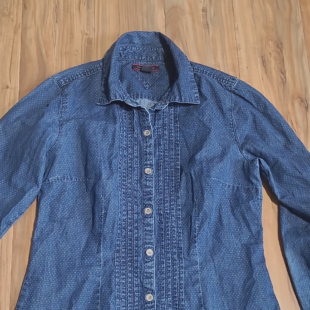Tommy Hilfiger Navy Blue Dotted Button-Down Shirt